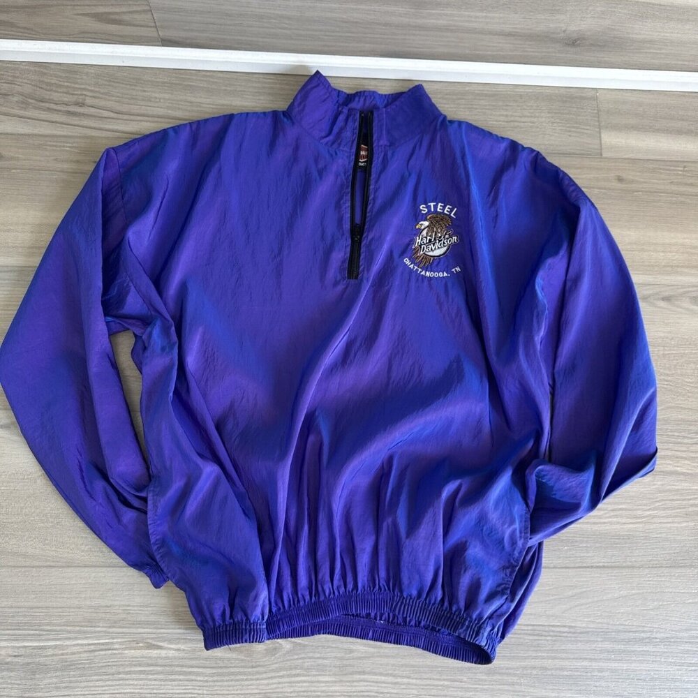 Steel Harley Davidson Vintage Women's M/L Windbreaker Rain Jacket‎ Purple USA